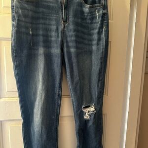 Old Navy Blue Ankle Cropped Jeans Distressed